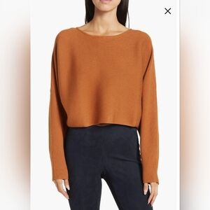 Alexia Admor Cropped Ribbed Sweater in Rust Orange